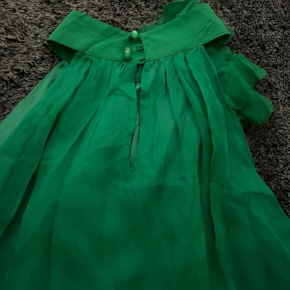 Zara Women 100% Silk Halter Neck Emerald Green Floral Detail A-Line Dress Size L - Picture 10 of 16